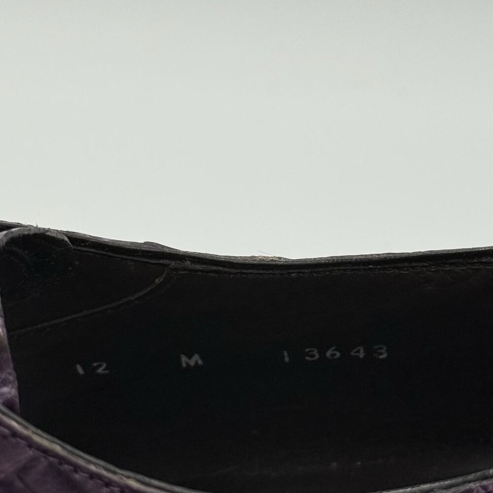 Mezlan Genuine Crocodile Monkstrap Dress Shoes Purple Men’s 12 Italy Luxury - Picture 5 of 13